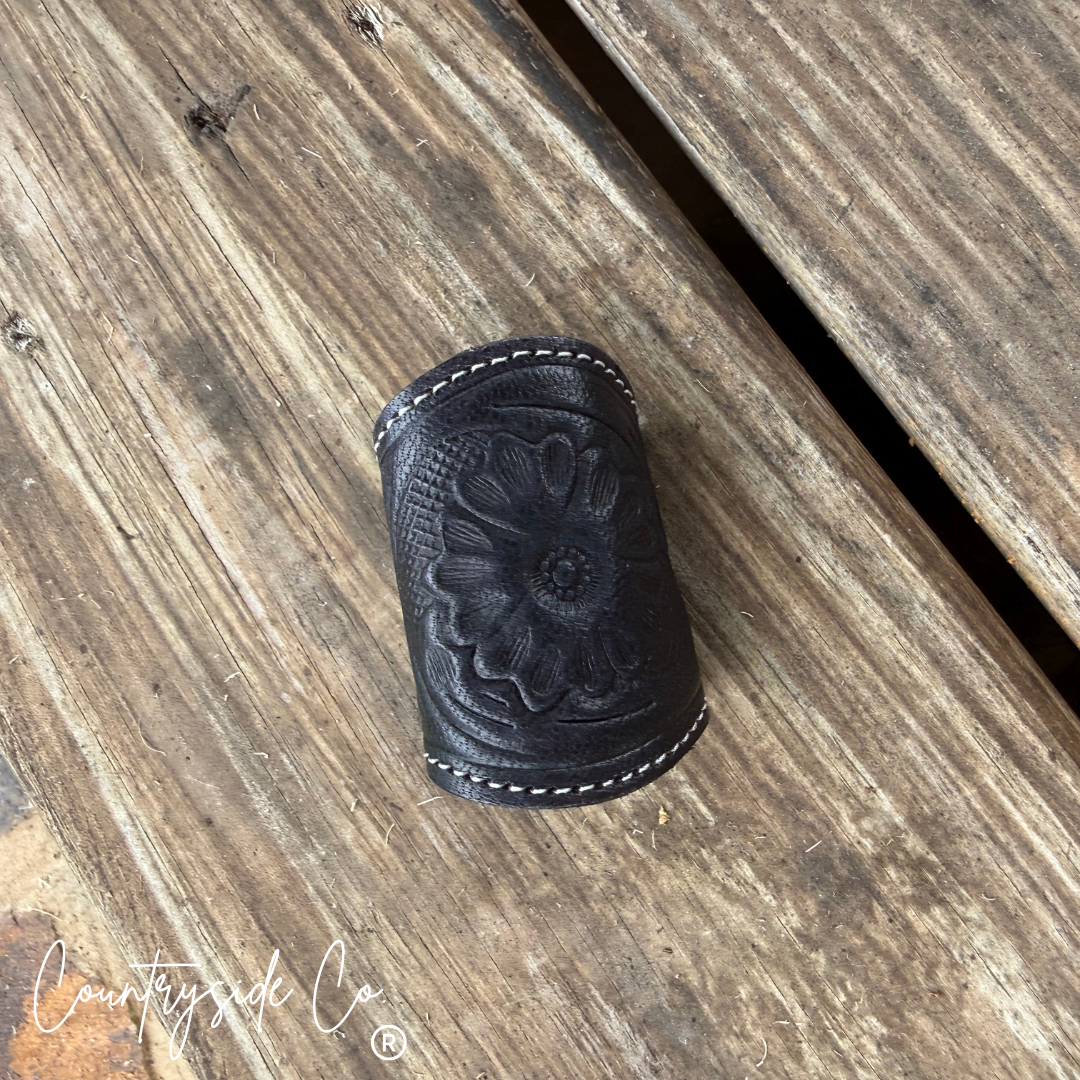 Countryside Co. - Tooled Leather Scarf Slides: Checkered