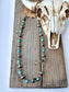 Navajo Style Pearl Stone Coquette Bow Necklace: Purple