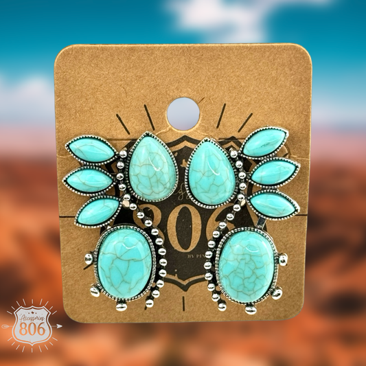 Western flair post earring: Turquoise