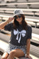 **SALE** RTS Heather Charcoal Game Day Bow Tee