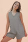 VERY J - NP70744-Striped Knit Casual Comfy Romper: OAT/BLACK / S-M-L/2-2-2