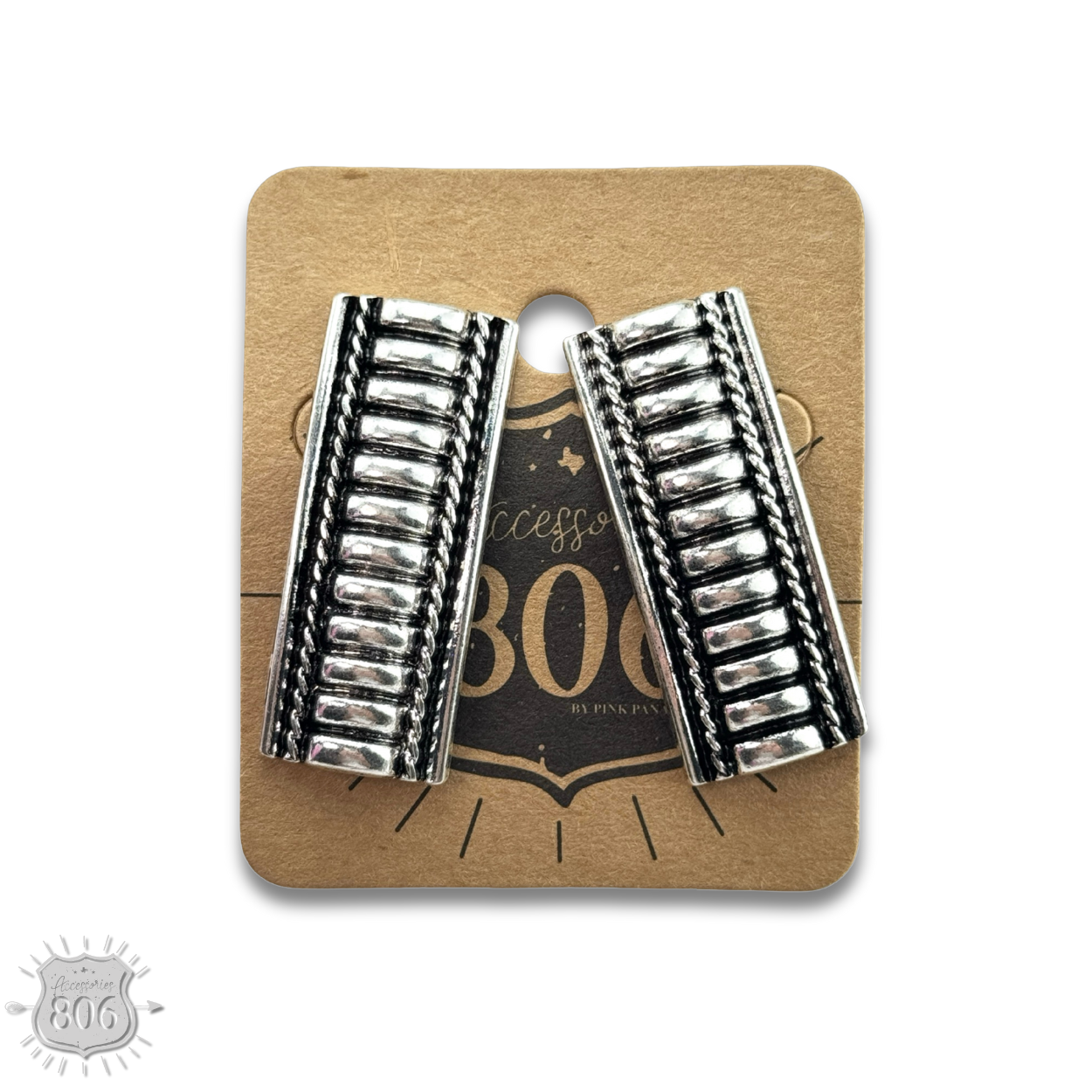 Pink Panache Brands - Western style silver tone post earring: Silver