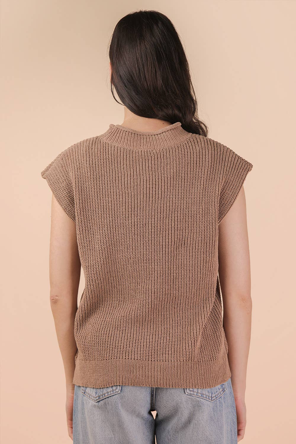 VERY J - 12W3112N-Oversized Soft Knit Sweater Vest Top: ECRU / S-M-L/2-2-2