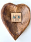 Western Flower with Stone Stud Earrings: Turquoise