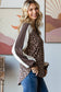 7th Ray - Animal Print V Neck Pullover Top T5777: Chestnut / L