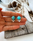 Diamond Shape Stone Stud Earrings: TURQUOISE/ BROWN