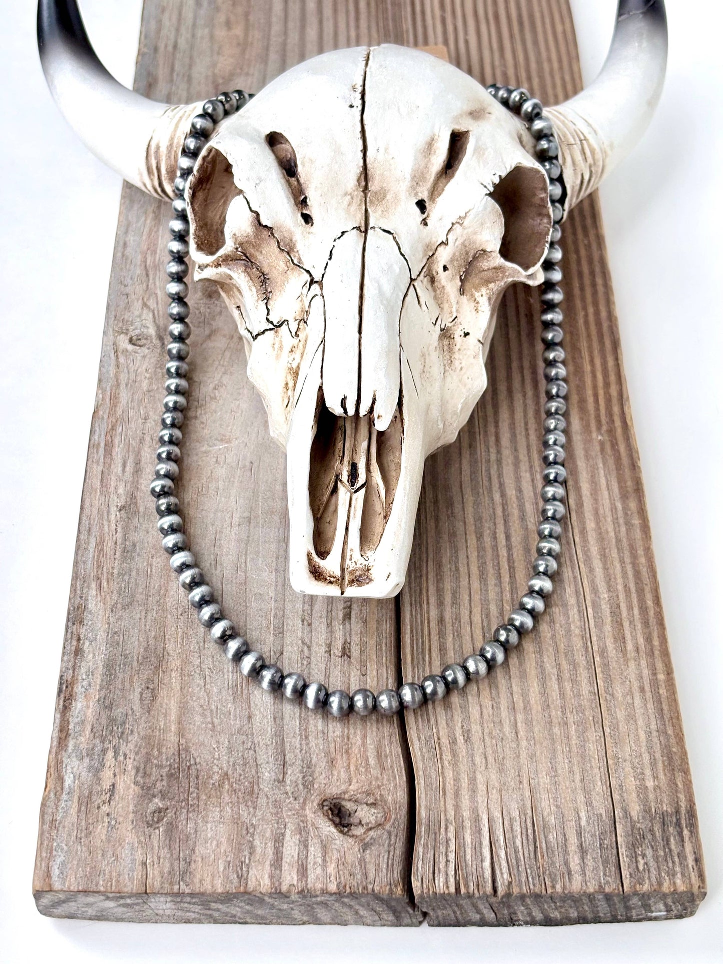 Boho Ranch Shop - 6MM Western Style Navajo Pearl Bead Necklace: 18"L