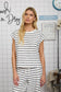 Stripe Round Neck Knit Top - Navy