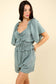 VERY J - NP70350-Sweetheart Neckline Casual Solid Woven Romper: RUST / S-M-L/2-2-2