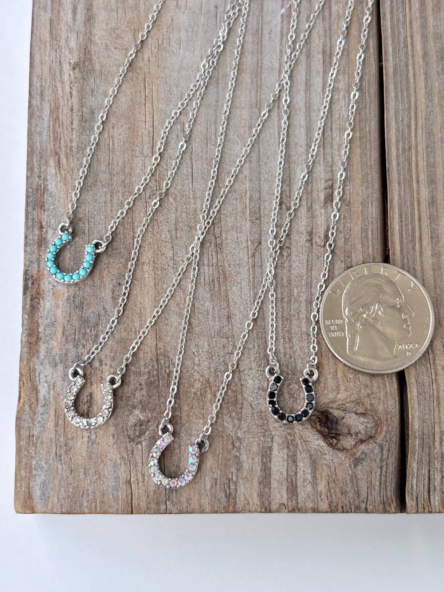 Boho Ranch Shop - Dainty Rhinestone Horseshoe Pendant Necklace: 4