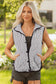 PRETTY BASH - Stripe Contrast Trim Snap Button Collared Vest: Brown Stripe / S