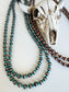 60″ Western Navajo Style Pearl Necklace: SILVER + TURQUOISE