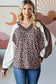7th Ray - Animal Print V Neck Pullover Top T5777: Chestnut / L