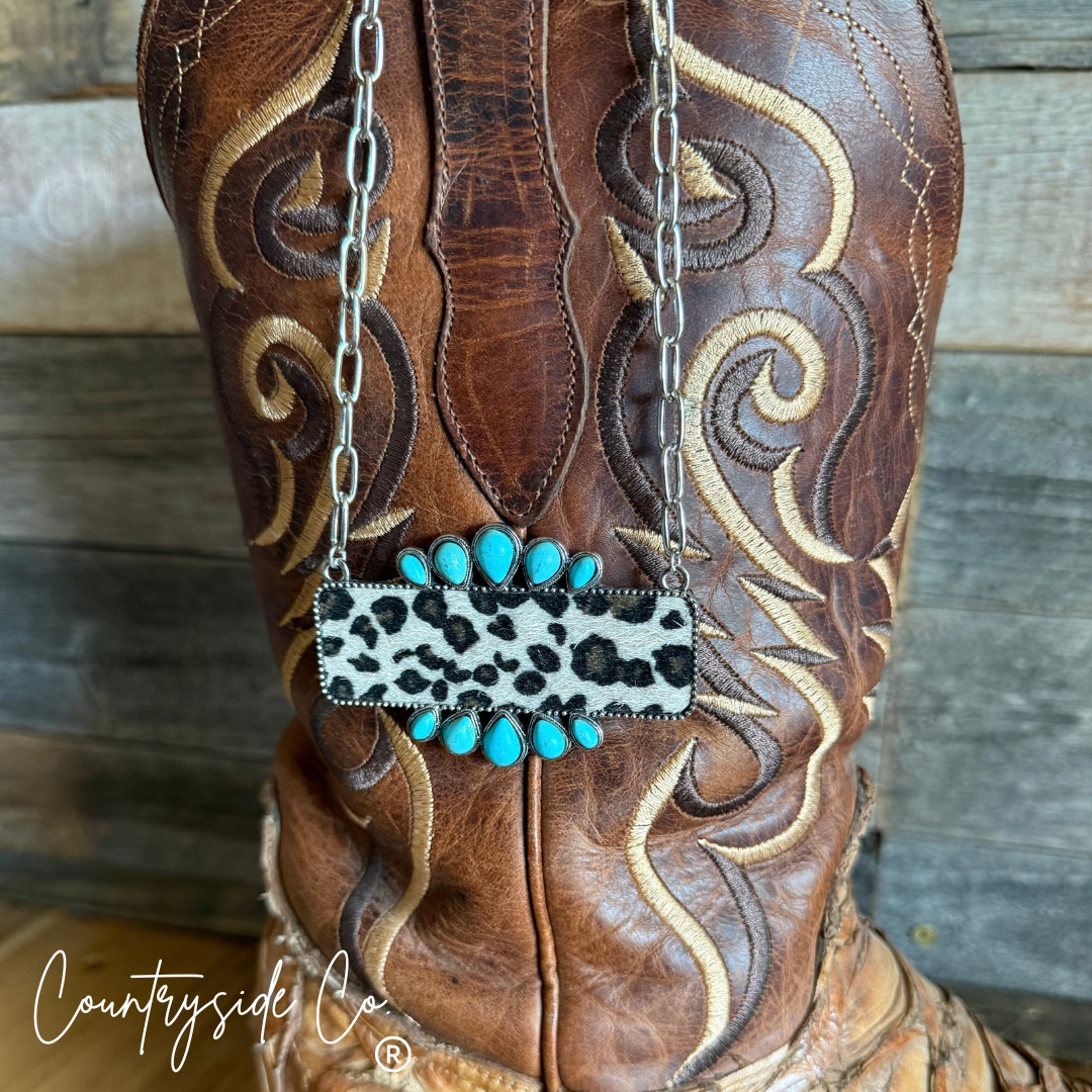 Countryside Co. - The Wildside Leopard & Turquoise Bar Necklace