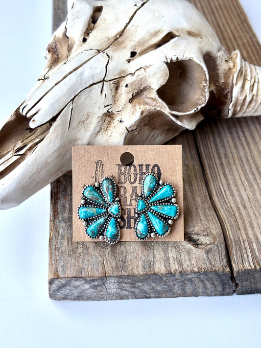Squash Blossom - Stone Stud Earrings: PINK