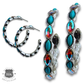 Western rhinestone and stone hoop earring: Turquoise