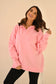 Chambray Dainty Mama Embroidered Split Neck Sweatshirt
