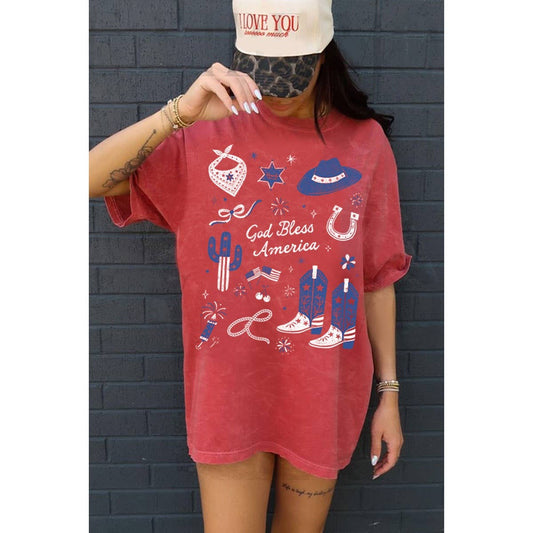 God Bless America Oversized Mineral Tee