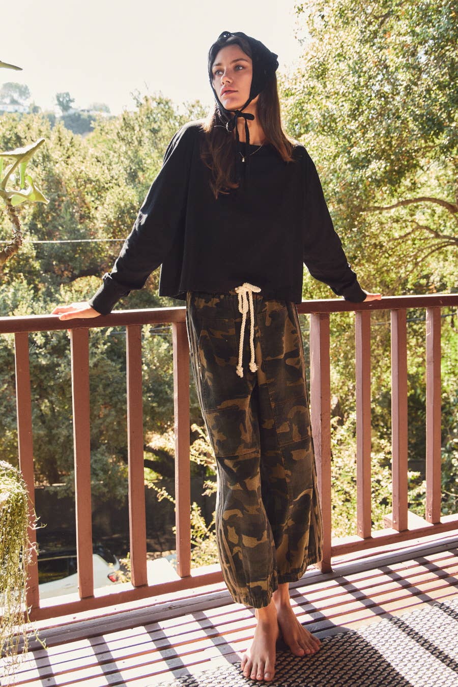 Washed Camo Drawstring Pants