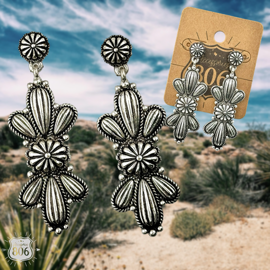 Pink Panache Brands - Western silver butterfly concho earring: Silver