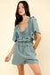 VERY J - NP70350-Sweetheart Neckline Casual Solid Woven Romper: RUST / S-M-L/2-2-2