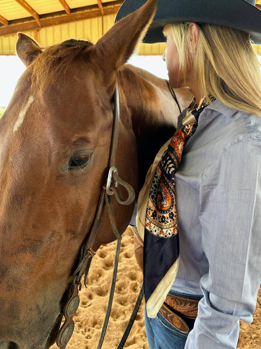 Tan and Navy Paisley Wild Rag