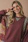 Vanilla Monkey - Round Neck Oversized Color Block Knit Top: BURGUNDY / 2-2-2(S-M-L)