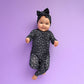 Gigi and Max - Ash Black Leopard RUFFLE ZIP Halloween Bamboo Sleepies Little: 0-3m
