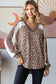 7th Ray - Animal Print V Neck Pullover Top T5777: Chestnut / XL