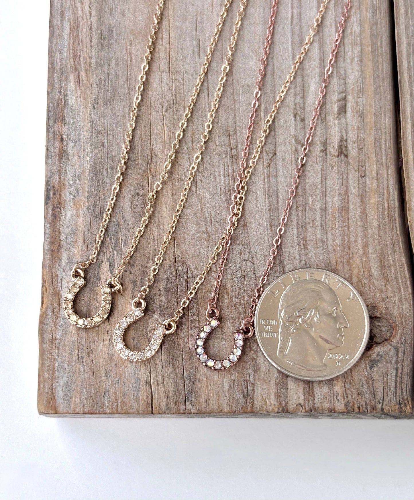 Boho Ranch Shop - Dainty Rhinestone Horseshoe Pendant Necklace: 4