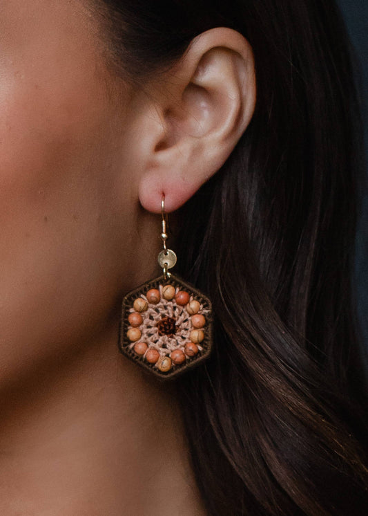 Crochet & Beaded Dangle Earrings