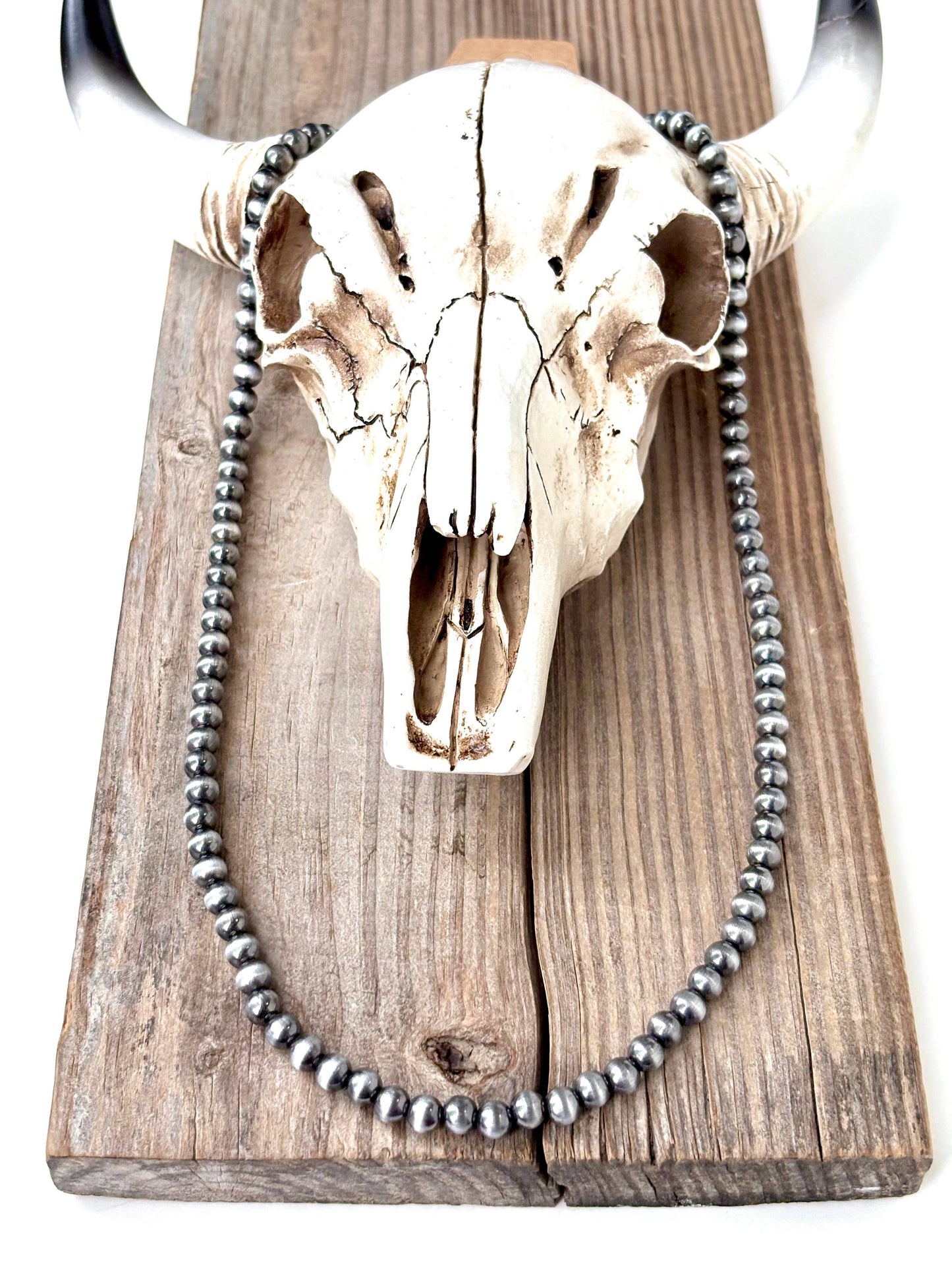 Boho Ranch Shop - 6MM Western Style Navajo Pearl Bead Necklace: 18"L