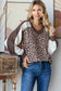 7th Ray - Animal Print V Neck Pullover Top T5777: Chestnut / S