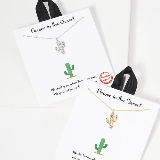 Gold-Dipped Cactus Charm Necklace: GD / ONE SIZE