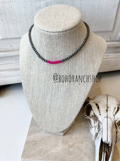 Boho Ranch Shop - Western Navajo Bead Choker Necklace: Turquoise