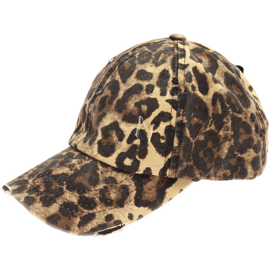 Leopard Denim Criss-Cross Cap