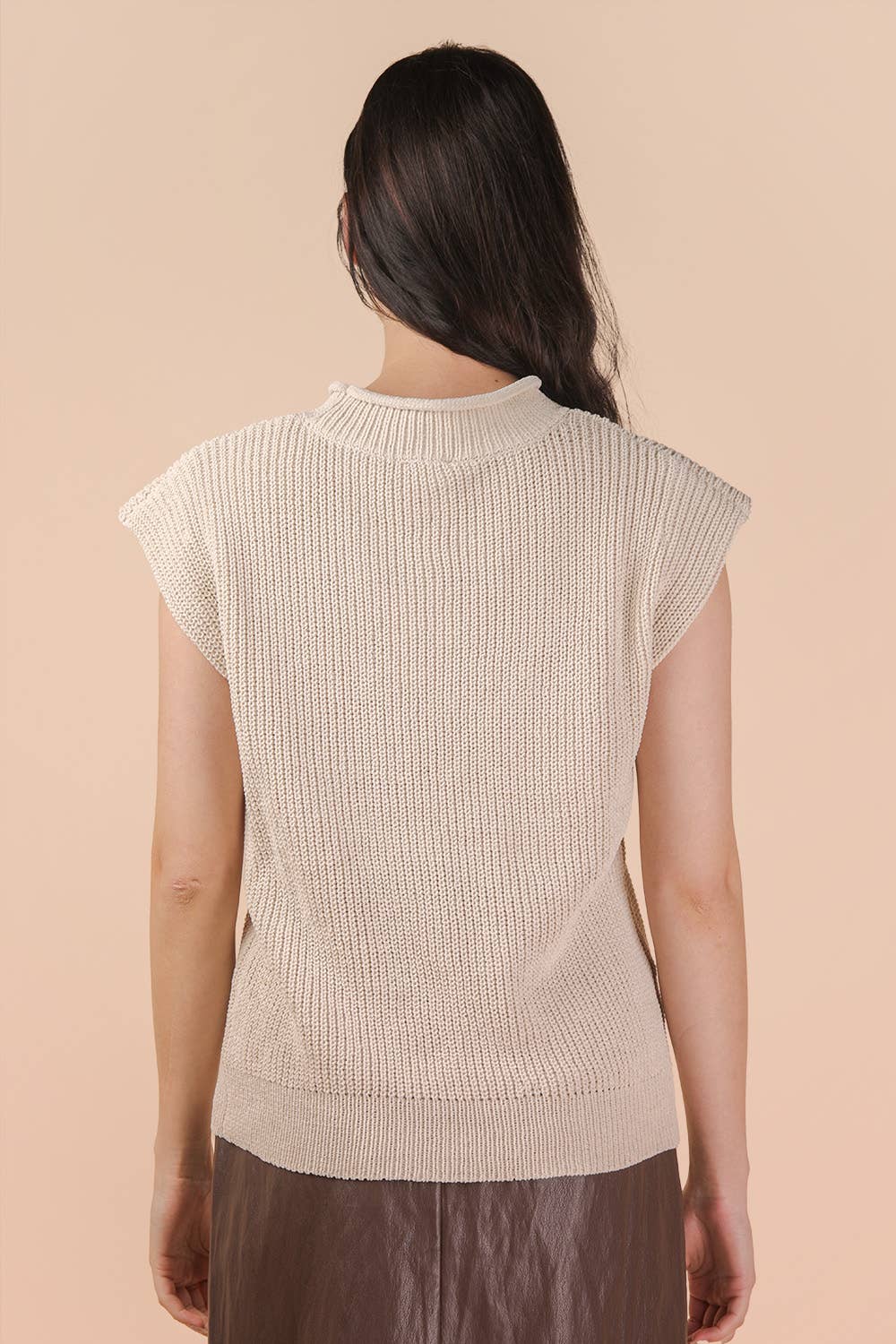 VERY J - 12W3112N-Oversized Soft Knit Sweater Vest Top: ECRU / S-M-L/2-2-2