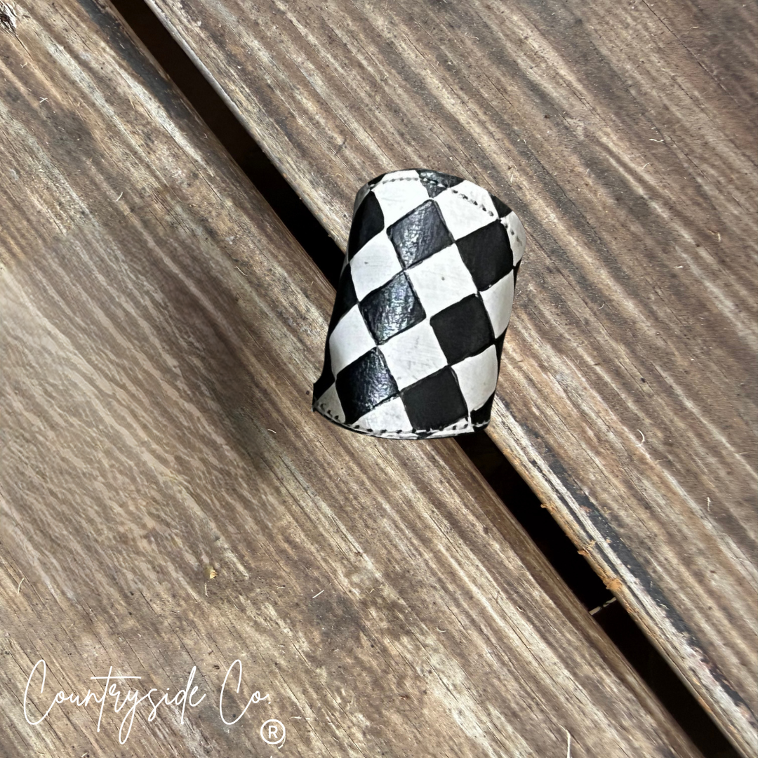 Countryside Co. - Tooled Leather Scarf Slides: Checkered