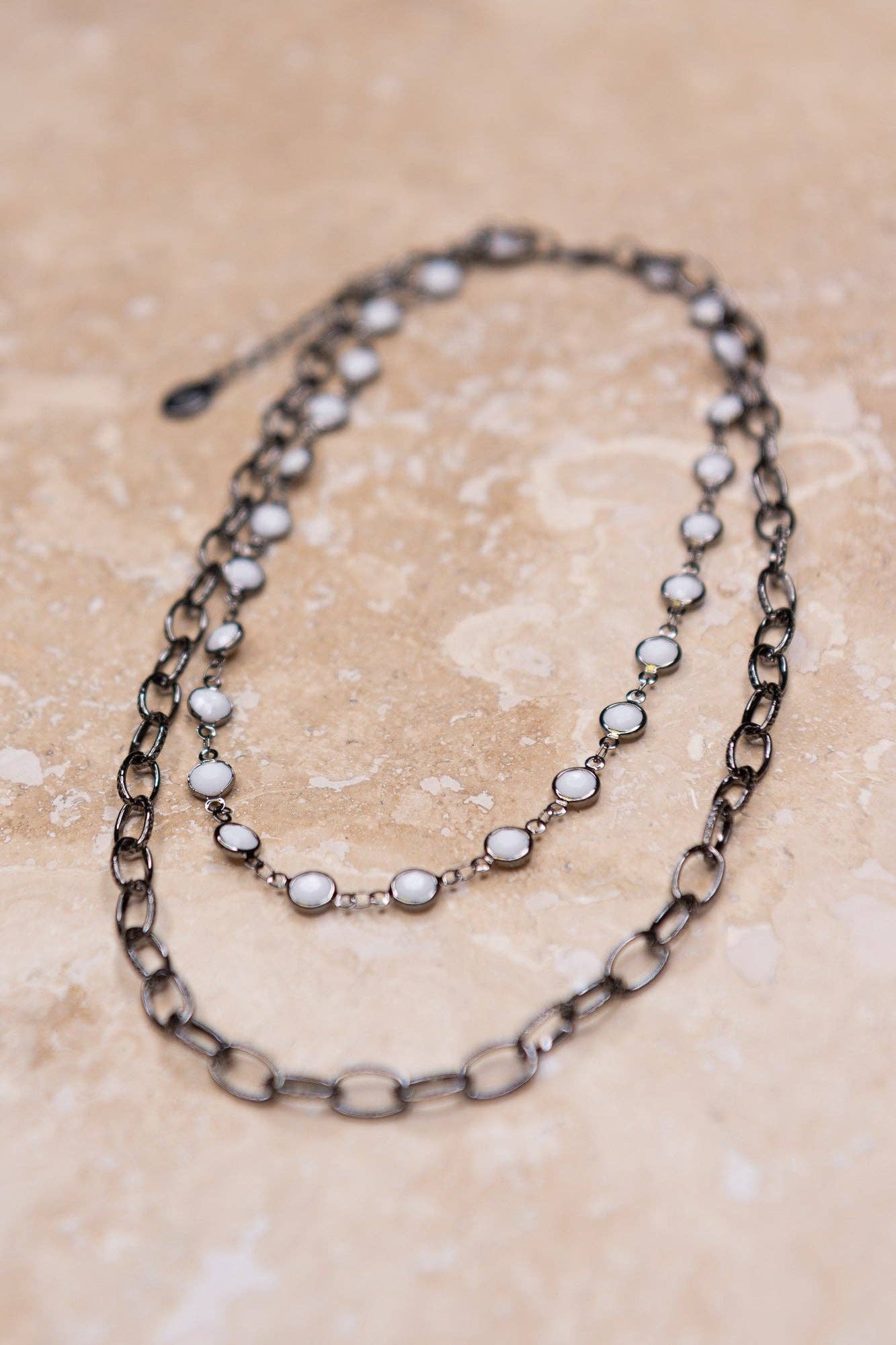 Dylan Designs - Kadee Necklace in White/Hematite