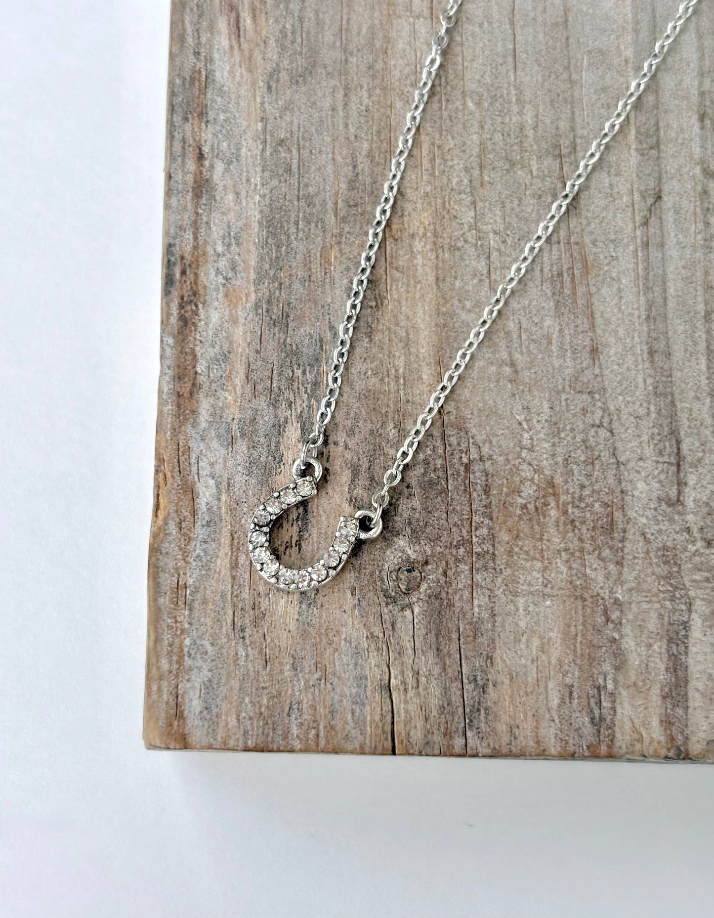 Boho Ranch Shop - Dainty Rhinestone Horseshoe Pendant Necklace: 5
