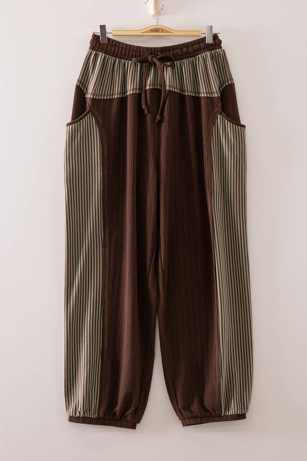 Chocolate Striped Panel Jogger Pants
