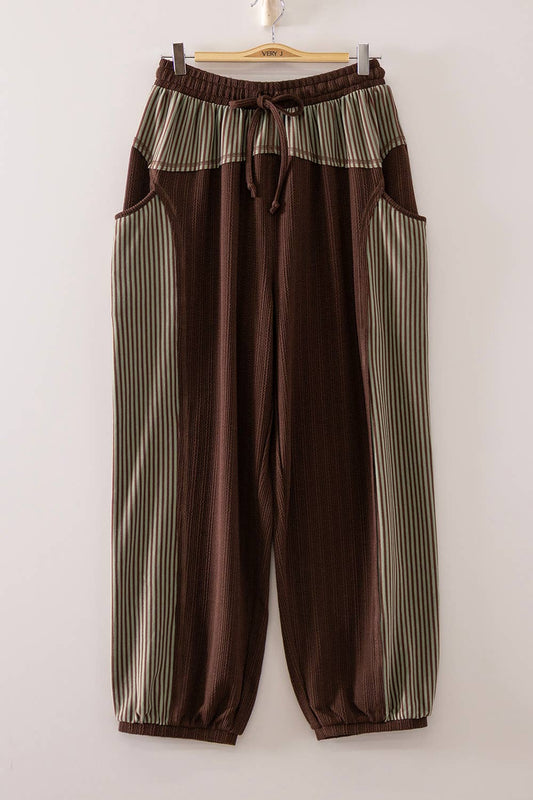 Chocolate Striped Panel Jogger Pants