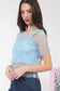 VERY J - NT11519-Jewel Fishnet Crochet Knit Top: Blue / SM-ML/3-3