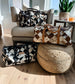 BOHO LUXE DUFFLE Weekender Leather HairOn Cowhide Travel Bag: Brown +White Cowhide