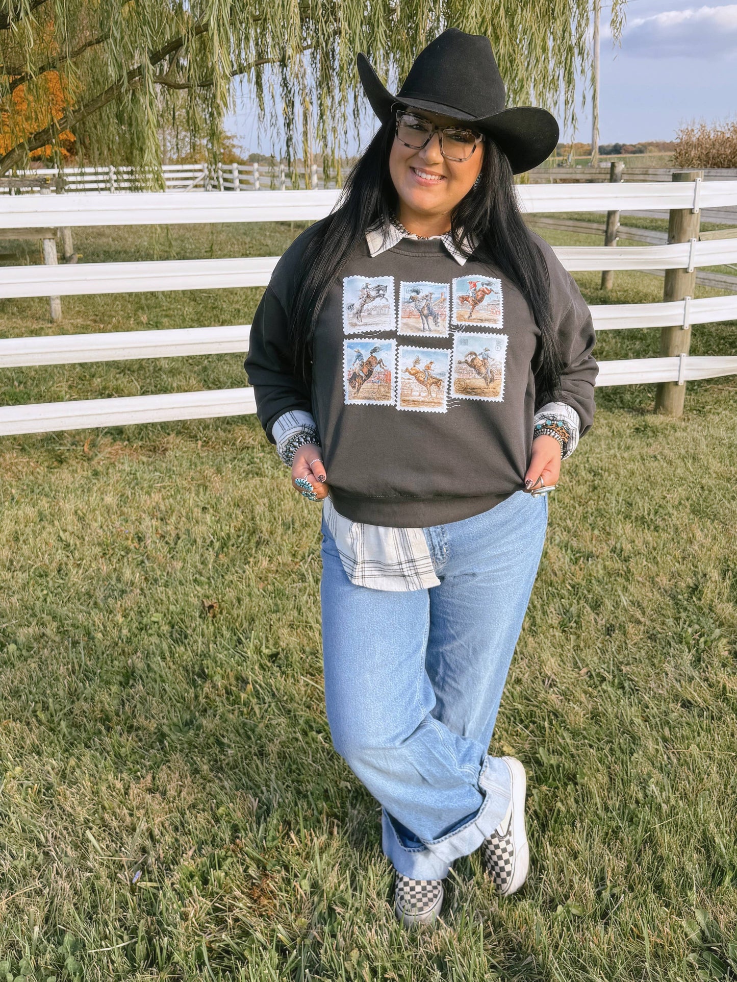 VINTAGE COWBOY STAMP COLLAGE