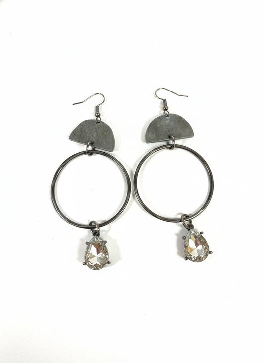 MIXED METAL DANGLE CRYSTAL DROP ER