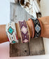 Aztec Pattern Seed Bead Leather Cuff Bracelet: WHITE + TURQUOISE