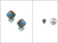 Diamond Shape Stone Stud Earrings: TURQUOISE/ BROWN
