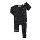 Gigi and Max - Ash Black Leopard RUFFLE ZIP Halloween Bamboo Sleepies Little: 0-3m