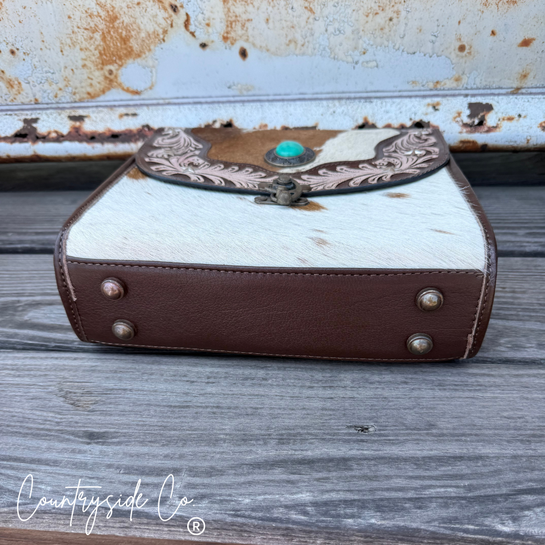 Countryside Co. - Driftwood Cowhide Tooled Leather Crossbody Purse